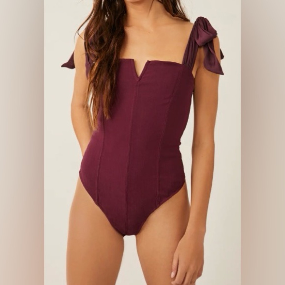 Free People Intimately Lola Bodysuit adjustable bow tie straps Medium